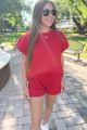 Textured Shorts Red