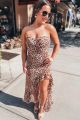 Leopard Ruffle Gown Tan