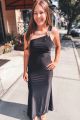Detailed One Shoulder Gown Black