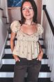 Embroidered Pleated Blouse