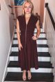 Zipper Detail Maxi Dress Wine