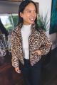 Leopard Puffer Coat Camel