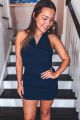 Cowl Neck Open Back Bodycon Midnight
