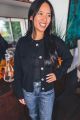 Button Cropped Sweater Black