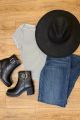 Striped Boat Neck Tee Sage