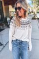 Classic Print Sweater Ivory