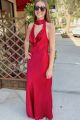 Wrap Halter Gown Wine