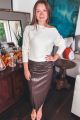 Pleated Vegan Leather Skirt
