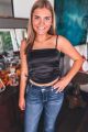 Ruched Satin Tank Black