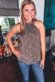 Halter Print Tank Brown
