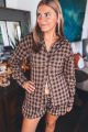 Plaid Blouse Brown