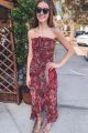 Floral & Ruffle Maxi Dress Rust