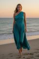 One Shoulder Pleated Gown