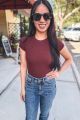 Short Sleeve Ribbed Bodysuit Wine