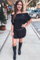 Grommet Mini Dress Black