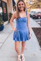 Pleated Skort Dress Blue