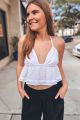 Crochet Detailed Triangle Crop Top White