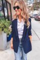 Ruched Blazer Navy