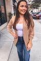Collarless Ruched Blazer Khaki