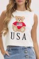 Teddy Bear American Flag Sweater Ivory