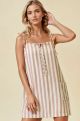 Striped Shift Dress Beige