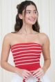 Knit Striped Tube Top Red