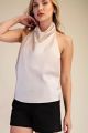 Draping Halter Tank Beige