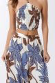 Print Smocked Halter Top Ivory