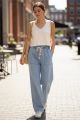 Washed Wide Leg Denim Pants Blue
