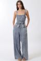Denim Button Down Jumpsuit Blue