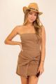 Strapless Wrap Dress Mocha