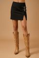Western Buckle Mini Skirt Black