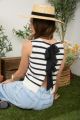 Striped Tie Back Tank Black