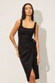 Linen Wrap Dress Black