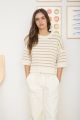 Striped Short Sleeve Sweater Khaki