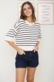 Striped Short Sleeve Sweater Navy