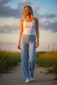 Wide Leg Pants Blue