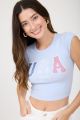 USA & Bow Crop Top Blue