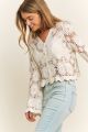 Scallop Crochet Cardigan Natural