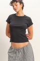 Crewneck Ribbed Tee Black