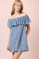 Chambray Ruffle Dress