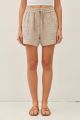 Striped Linen Shorts Brown