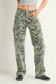 Low Rise Relaxed Straight Camo Jean