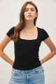 Square Neck Crop Top Black