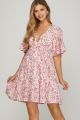 V-Neck Floral Dress Pink