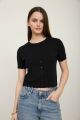 Scalloped Short Sleeve Cardigan Black