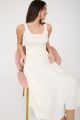 Front Tie Shirred Maxi Dres Ivory