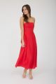 Lace Trim Strapless Maxi Red