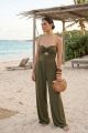 Wide Leg Jumpsuit with Front Twist Cut Out Olive