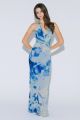 Print Halter Maxi Dress Blue
